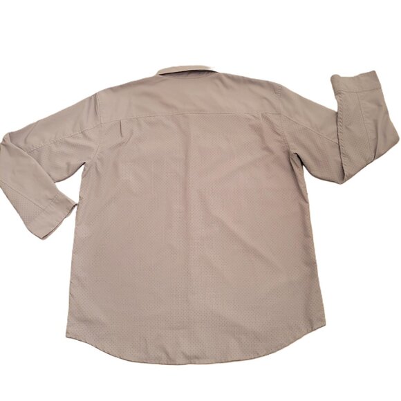 Huk Tide Point Performance Fishing Shirt Long Sleeve Button Down Beige Men's XL - Picture 2 of 7